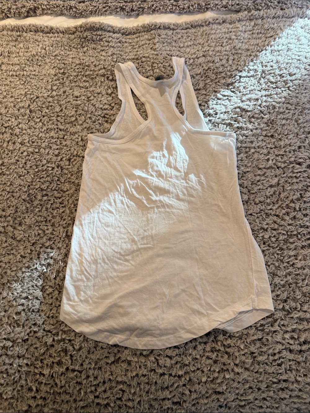 White Graphic Racerback Tank Top with Purple Script - Picture 3 of 3